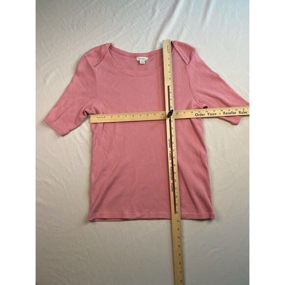 Sundance Pink Short Sleeved Blouse Ruffled Textured Salmon Tight Fitted Women XL - Picture 3 of 8